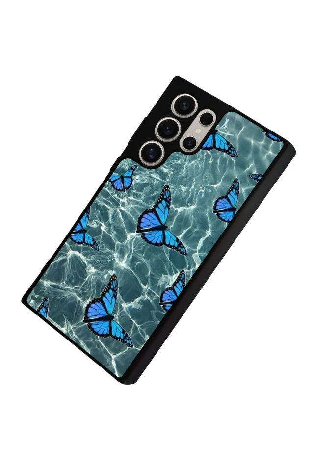 Samsung Galaxy S22 Ultra Uyumlu Kelebek Tasarımlı Glossy Premium Kılıf