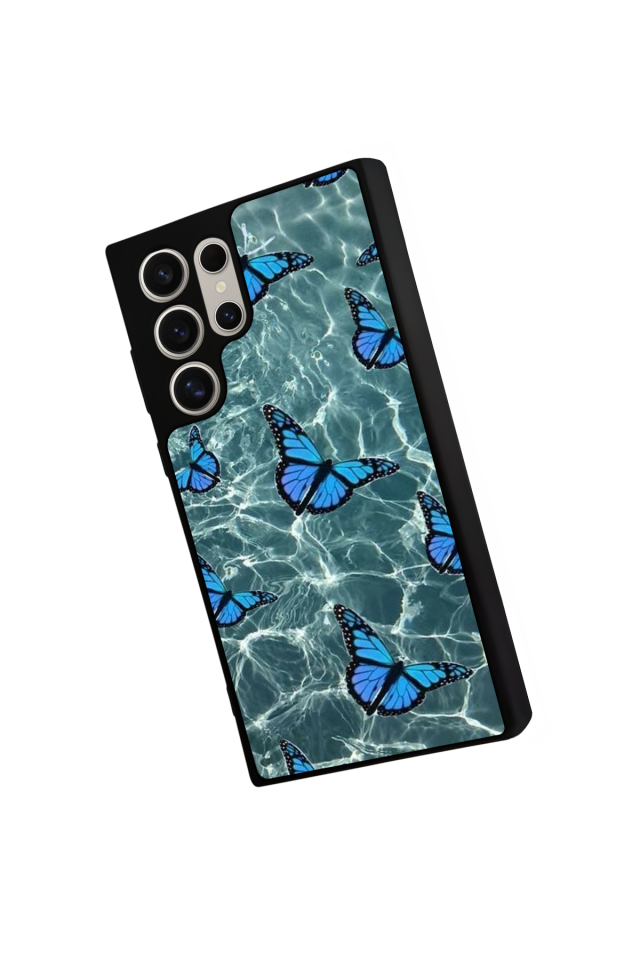 Samsung Galaxy S22 Ultra Uyumlu Kelebek Tasarımlı Glossy Premium Kılıf