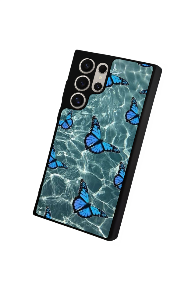 Samsung Galaxy S22 Ultra Uyumlu Kelebek Tasarımlı Glossy Premium Kılıf