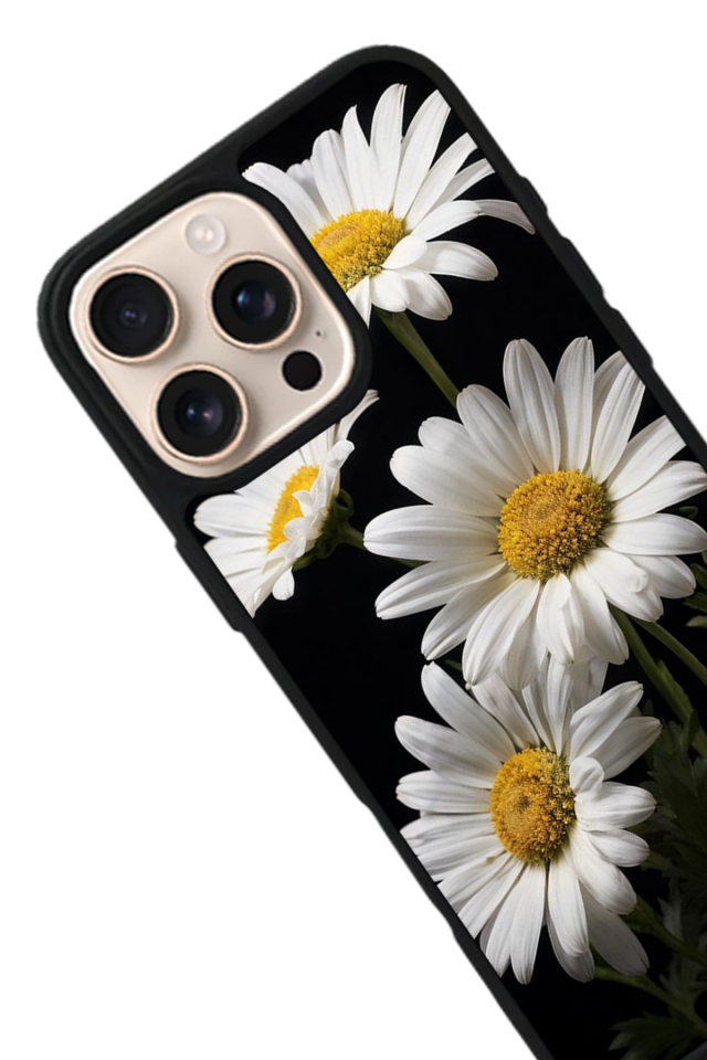 iPhone 16 Pro Max Uyumlu Papatya Tasarımlı Glossy Premium Kılıf