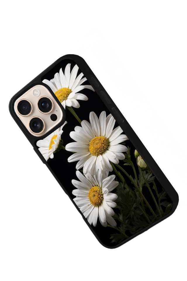iPhone 16 Pro Max Uyumlu Papatya Tasarımlı Glossy Premium Kılıf