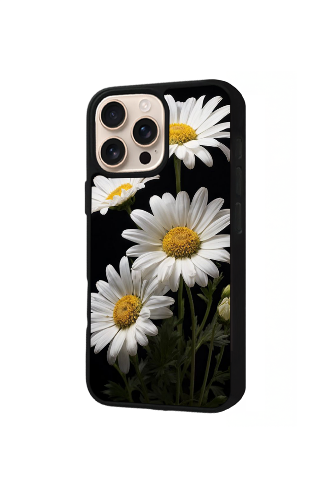 iPhone 16 Pro Max Uyumlu Papatya Tasarımlı Glossy Premium Kılıf