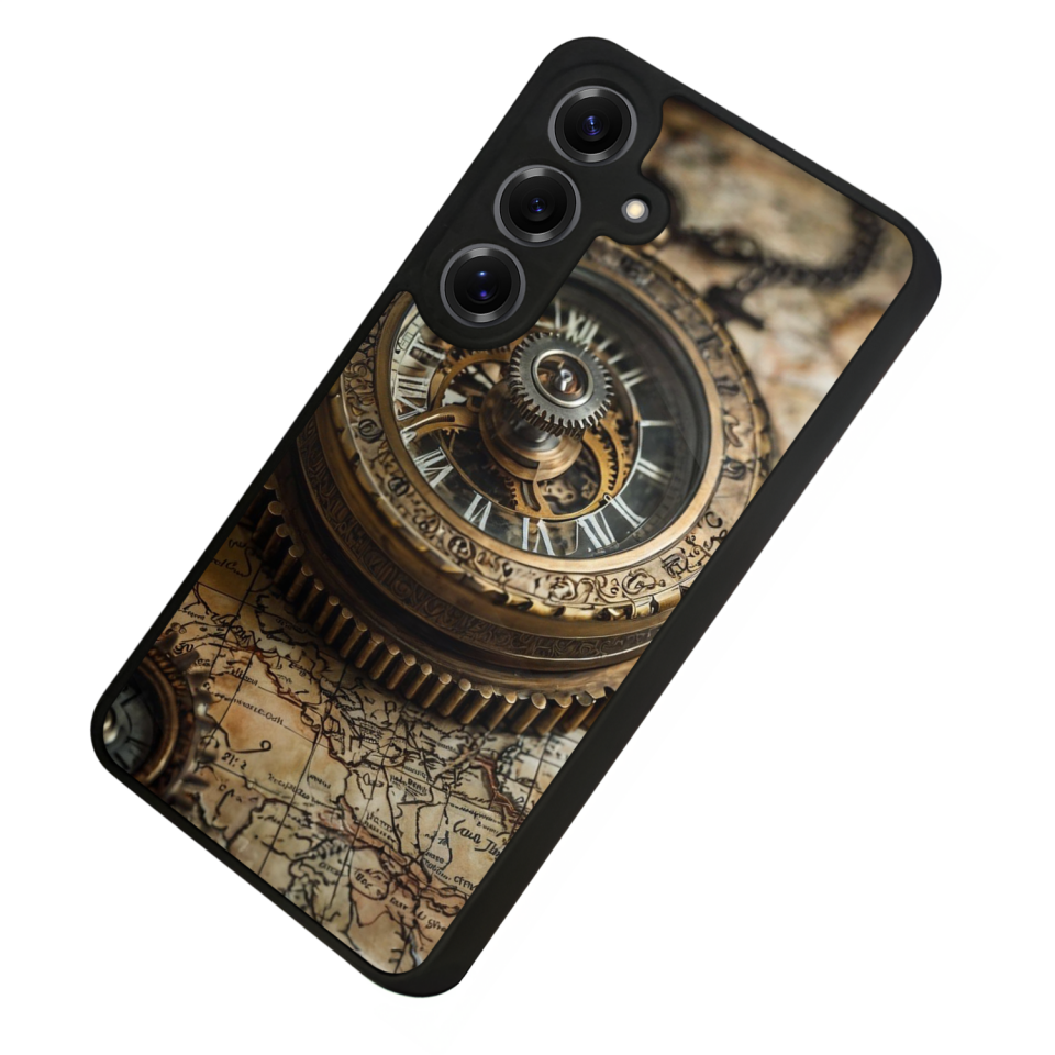 Samsung Galaxy S25 Uyumlu Pusula Tasarımlı Glossy Premium Kılıf