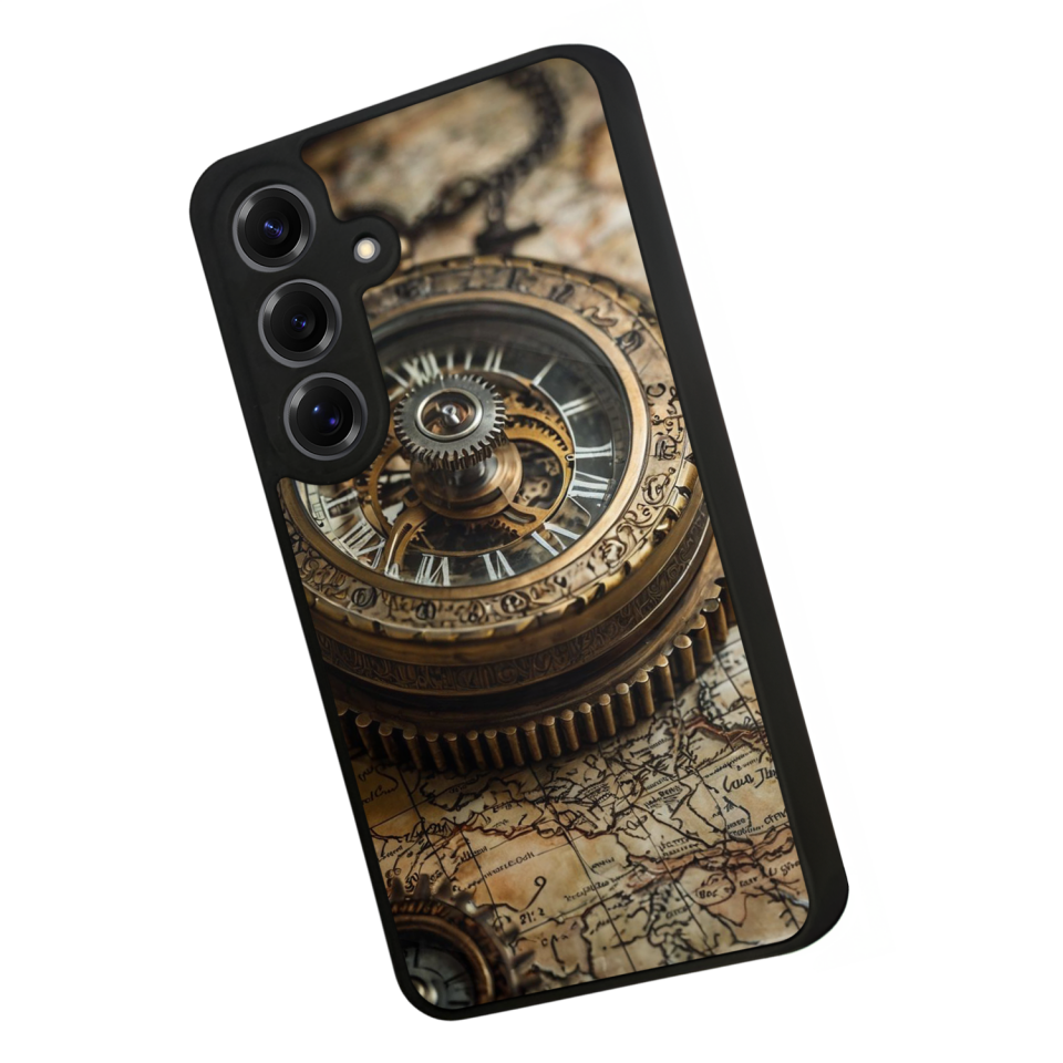 Samsung Galaxy S25 Uyumlu Pusula Tasarımlı Glossy Premium Kılıf