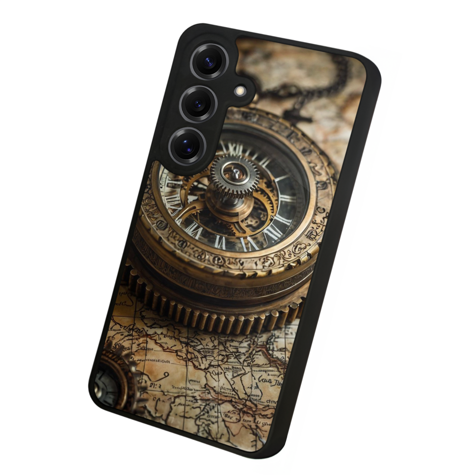Samsung Galaxy S25 Uyumlu Pusula Tasarımlı Glossy Premium Kılıf