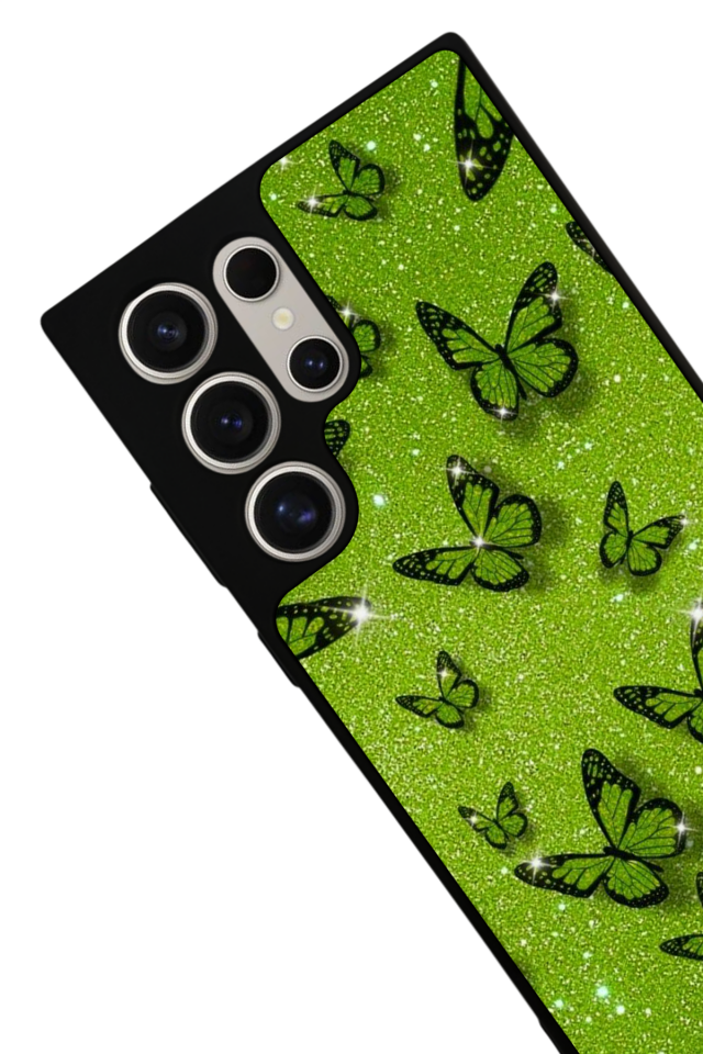Samsung Galaxy S22 Ultra Uyumlu Kelebek Tasarımlı Glossy Premium Kılıf