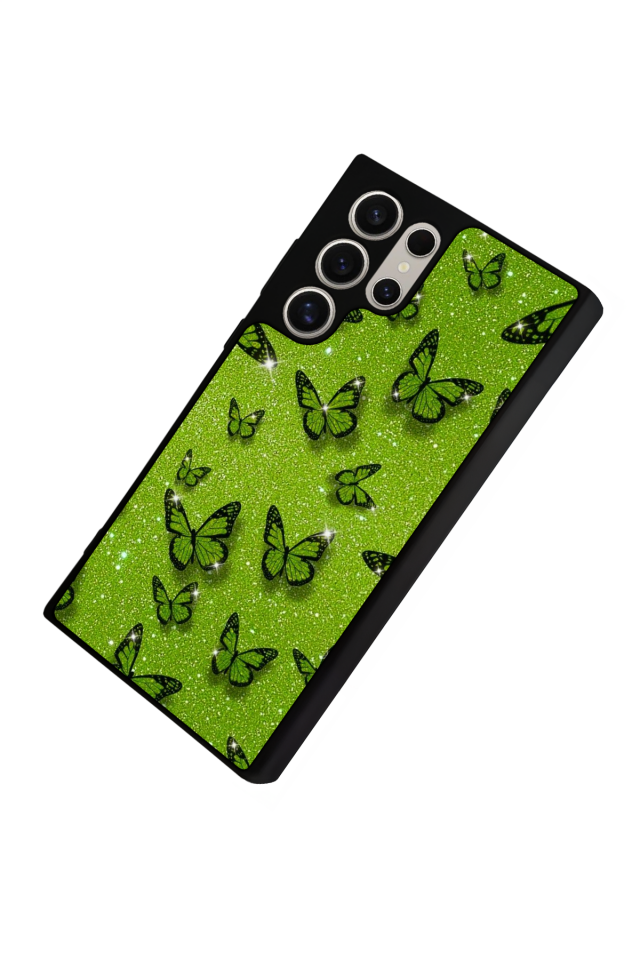 Samsung Galaxy S22 Ultra Uyumlu Kelebek Tasarımlı Glossy Premium Kılıf
