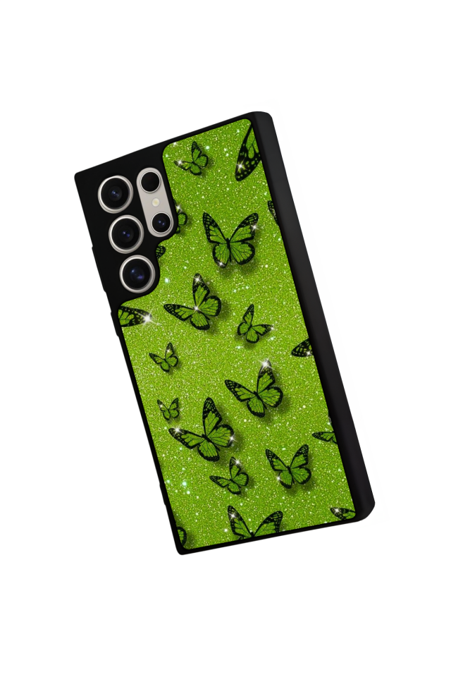 Samsung Galaxy S22 Ultra Uyumlu Kelebek Tasarımlı Glossy Premium Kılıf