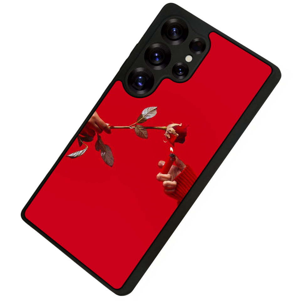 Samsung Galaxy S25 Ultra Uyumlu Kirmizi Tasarımlı Glossy Premium Kılıf