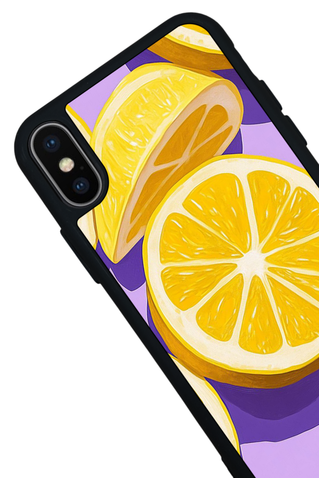 iPhone X/ XS Uyumlu Limon Tasarımlı Glossy Premium Kılıf