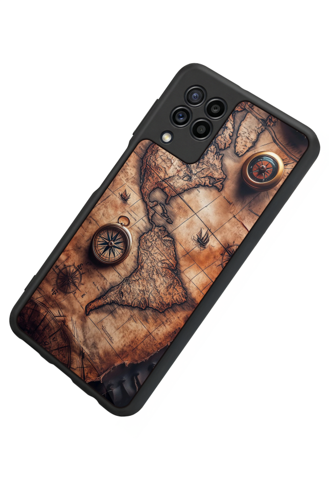 Samsung Galaxy M32 Uyumlu Harita Tasarımlı Glossy Premium Kılıf