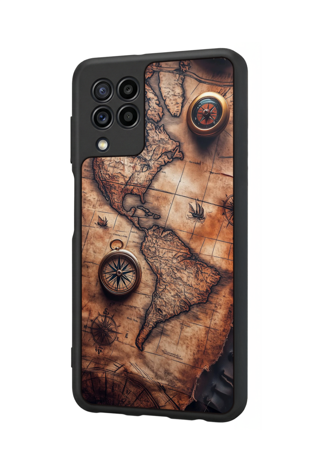 Samsung Galaxy M32 Uyumlu Harita Tasarımlı Glossy Premium Kılıf