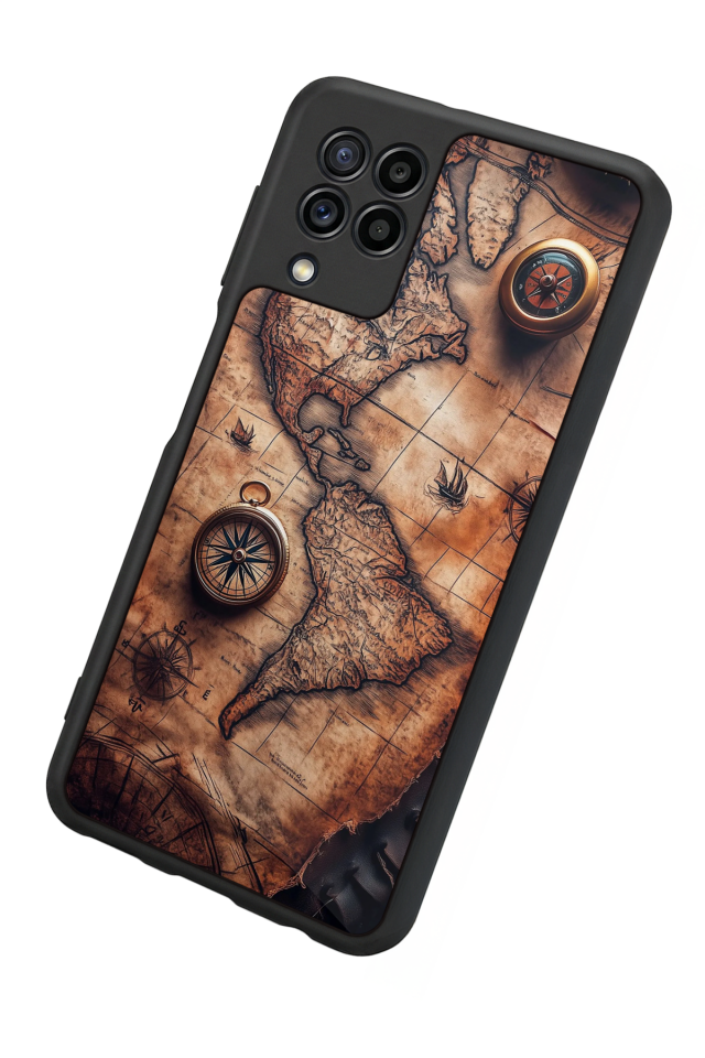 Samsung Galaxy M32 Uyumlu Harita Tasarımlı Glossy Premium Kılıf