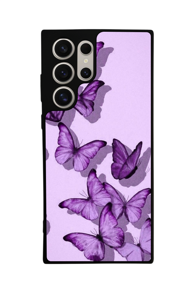 Samsung Galaxy S22 Ultra Uyumlu Kelebek Tasarımlı Glossy Premium Kılıf