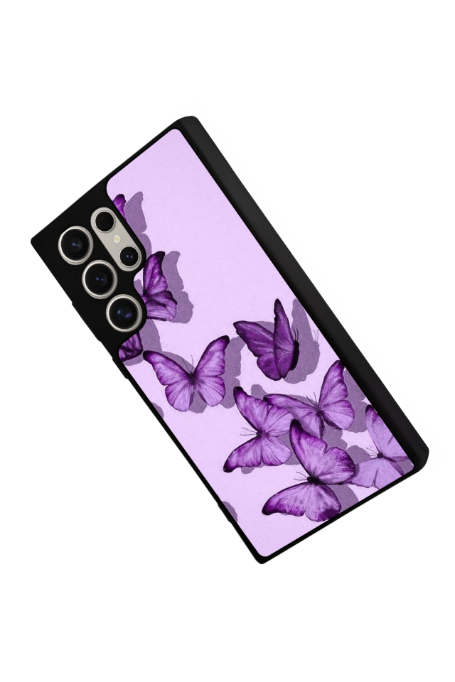 Samsung Galaxy S22 Ultra Uyumlu Kelebek Tasarımlı Glossy Premium Kılıf