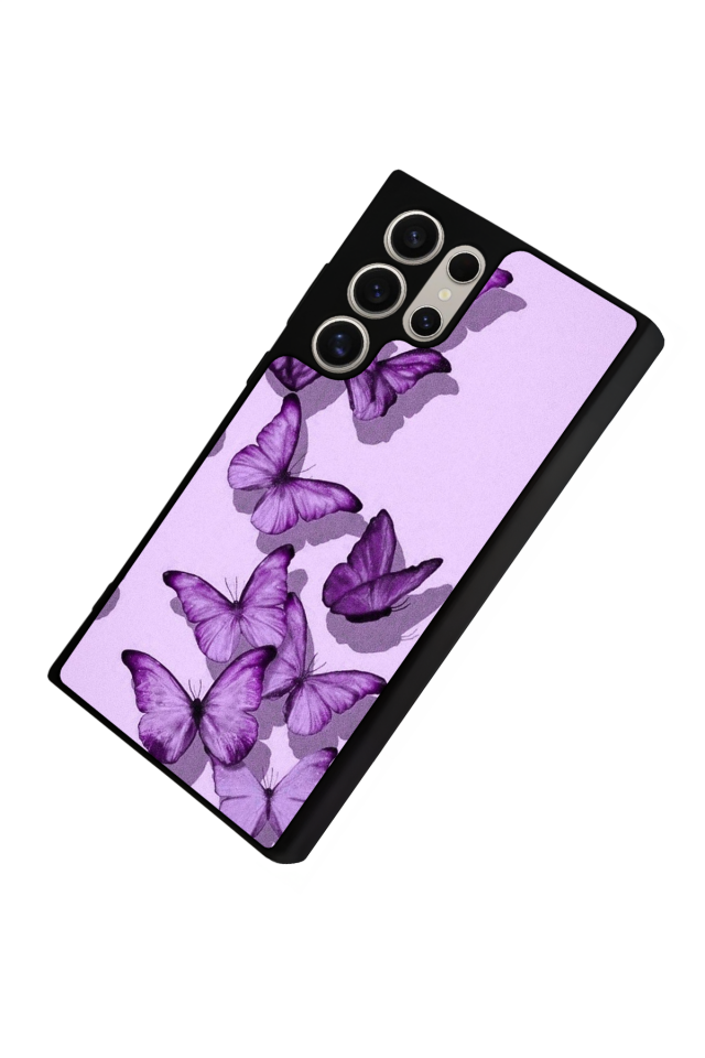 Samsung Galaxy S22 Ultra Uyumlu Kelebek Tasarımlı Glossy Premium Kılıf