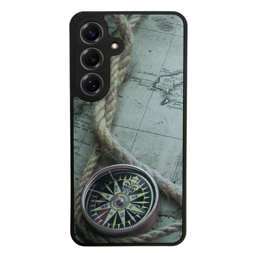 Samsung Galaxy S25 Uyumlu Pusula Tasarımlı Glossy Premium Kılıf