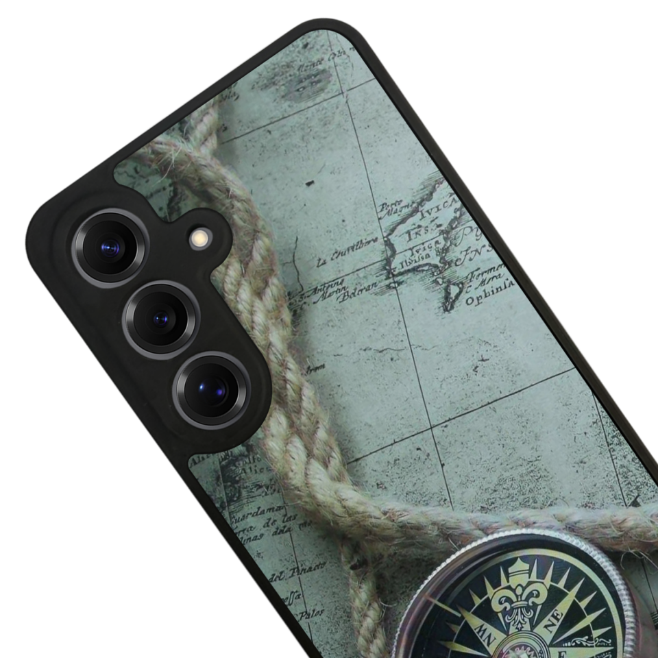 Samsung Galaxy S25 Uyumlu Pusula Tasarımlı Glossy Premium Kılıf