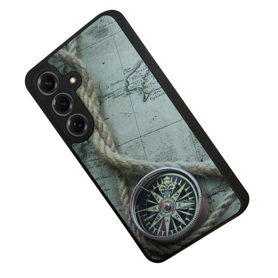 Samsung Galaxy S25 Uyumlu Pusula Tasarımlı Glossy Premium Kılıf