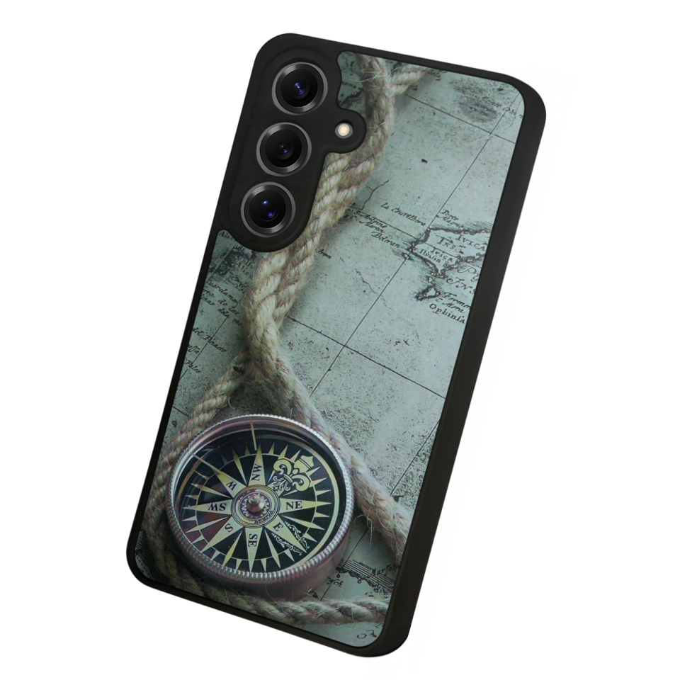 Samsung Galaxy S25 Uyumlu Pusula Tasarımlı Glossy Premium Kılıf