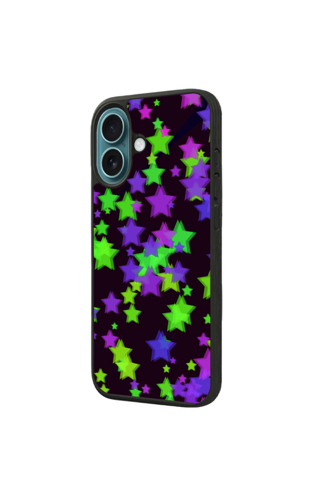 iPhone 16 Uyumlu Retro Yildizlar Tasarımlı Glossy Premium Kılıf
