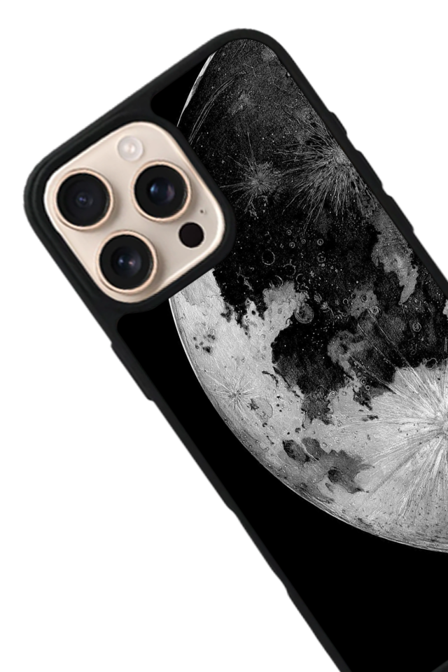iPhone 16 Pro Uyumlu Ay Tasarımlı Glossy Premium Kılıf