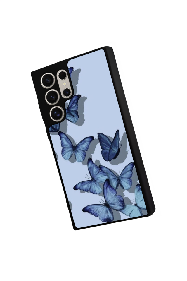 Samsung Galaxy S22 Ultra Uyumlu Kelebek Tasarımlı Glossy Premium Kılıf