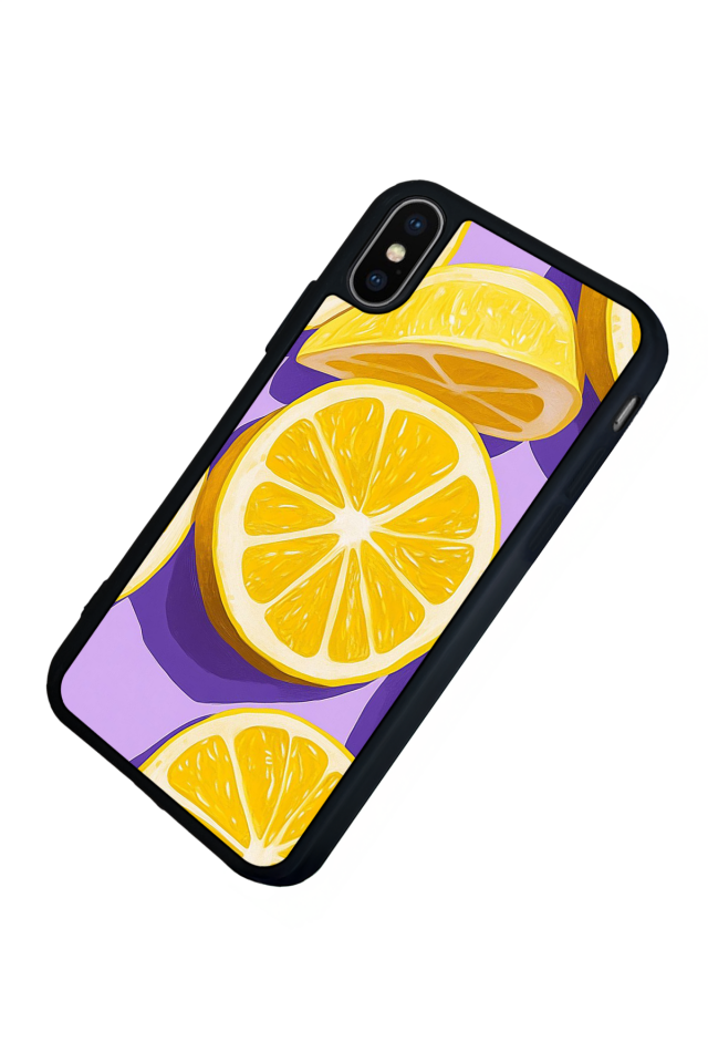 iPhone X/ XS Uyumlu Limon Tasarımlı Glossy Premium Kılıf