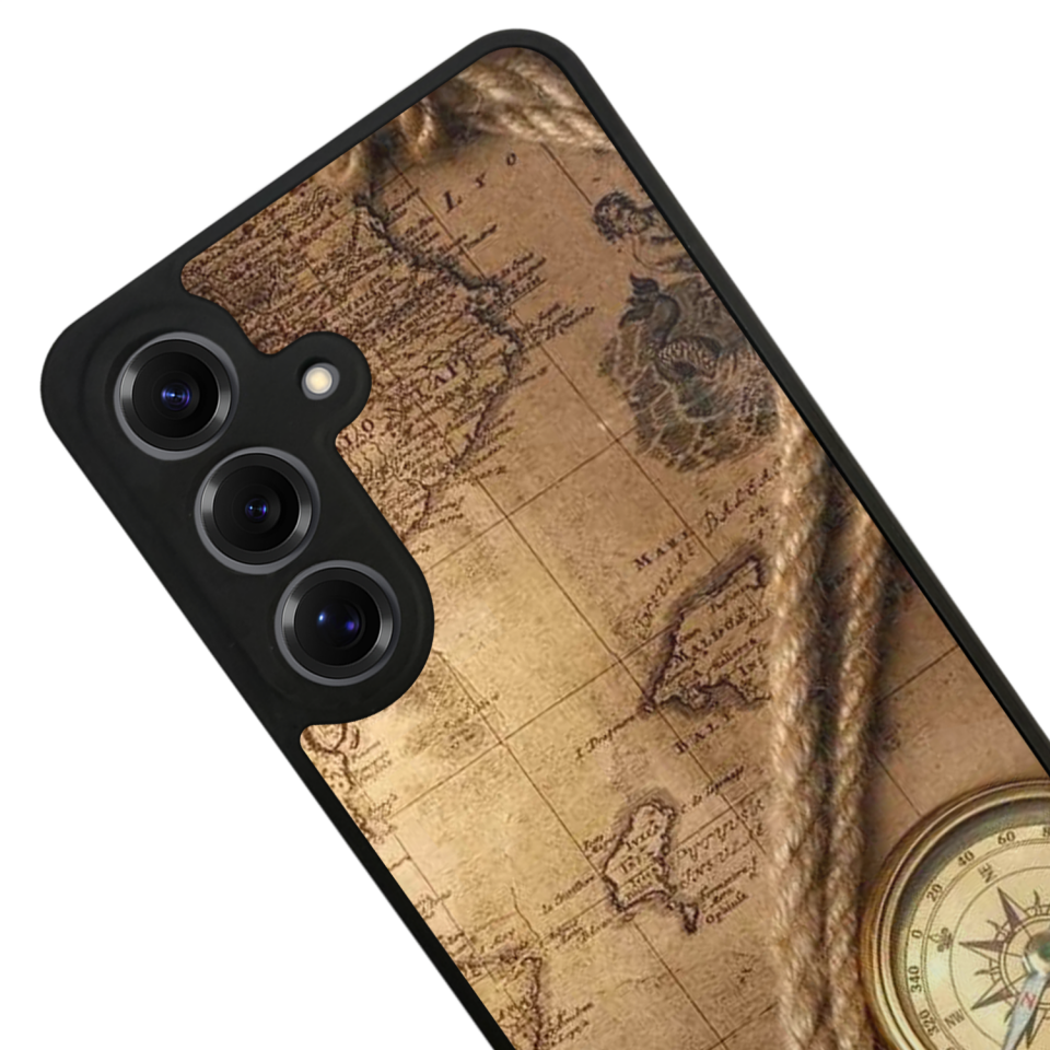 Samsung Galaxy S25 Uyumlu Pusula Tasarımlı Glossy Premium Kılıf