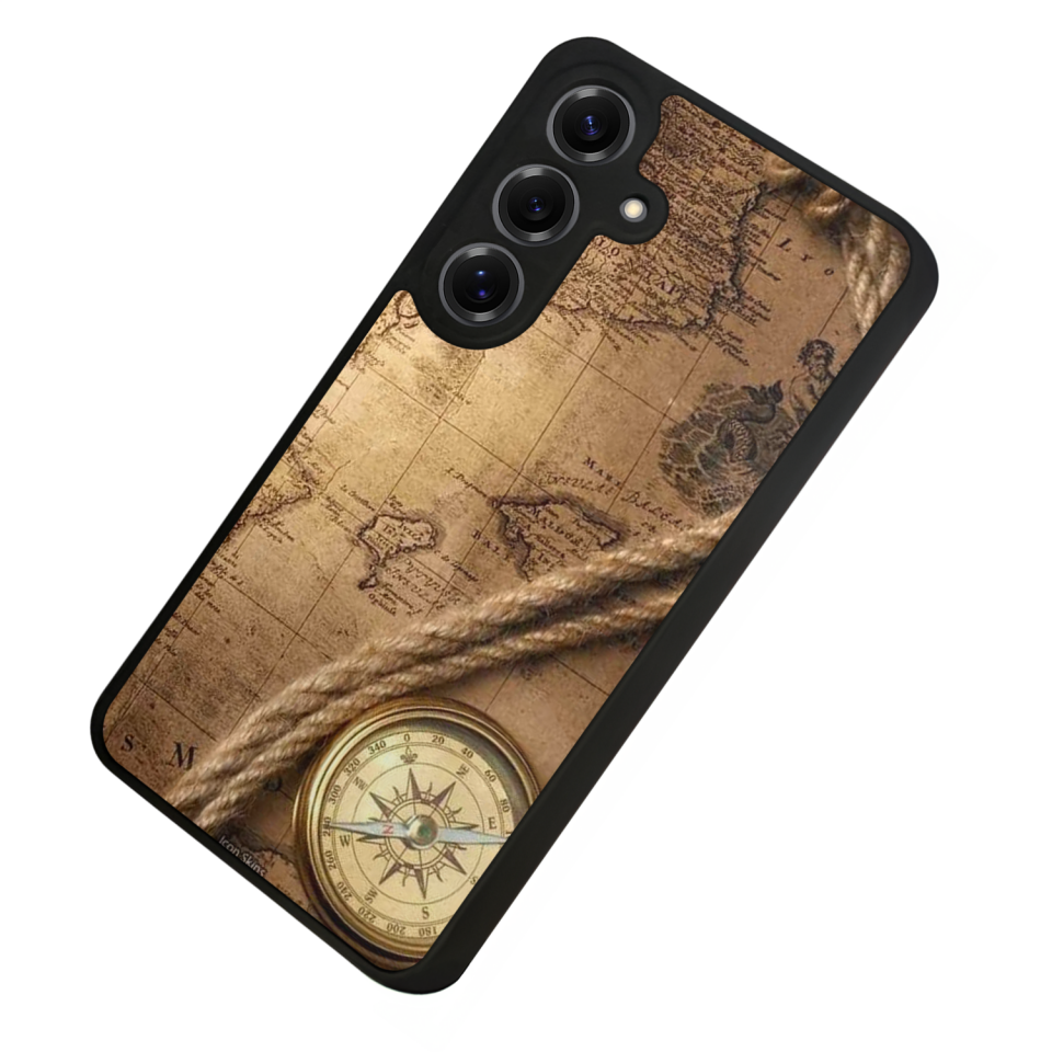 Samsung Galaxy S25 Uyumlu Pusula Tasarımlı Glossy Premium Kılıf