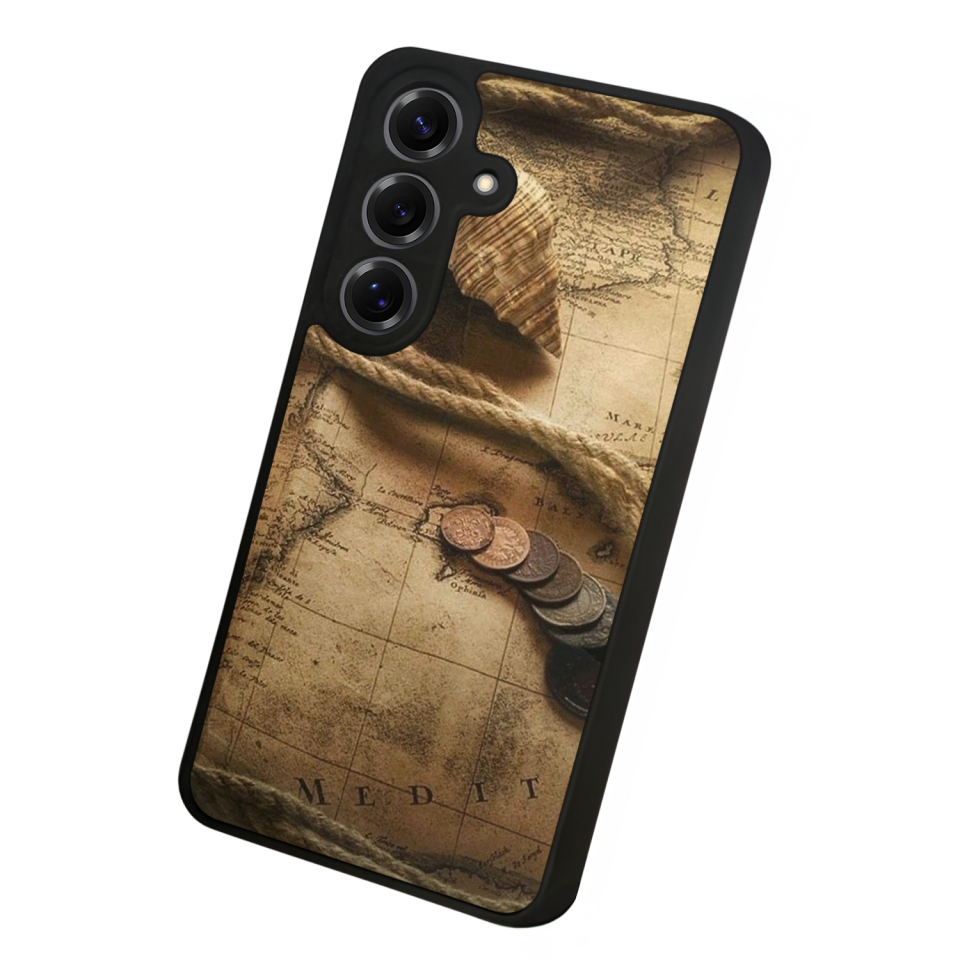 Samsung Galaxy S25 Uyumlu Pusula Tasarımlı Glossy Premium Kılıf