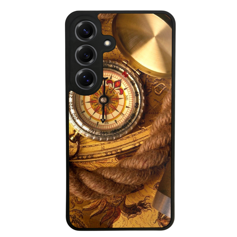 Samsung Galaxy S25 Uyumlu Pusula Tasarımlı Glossy Premium Kılıf