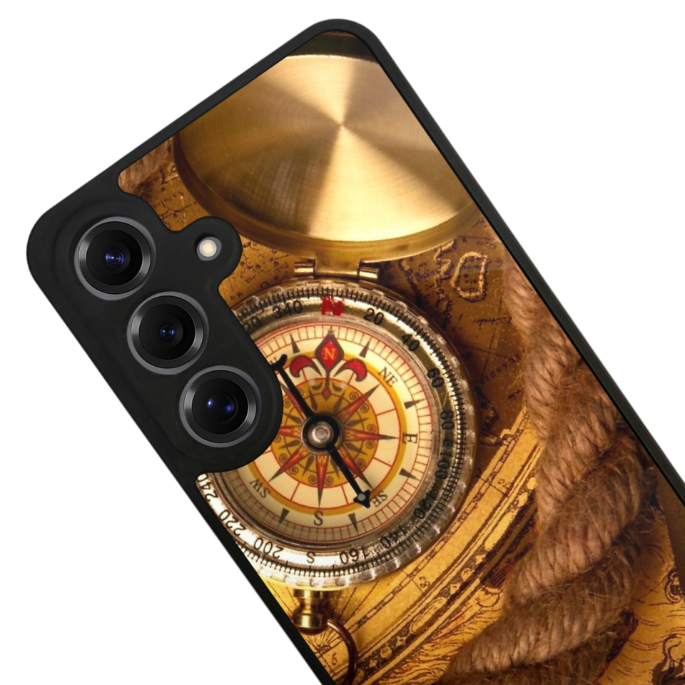 Samsung Galaxy S25 Uyumlu Pusula Tasarımlı Glossy Premium Kılıf