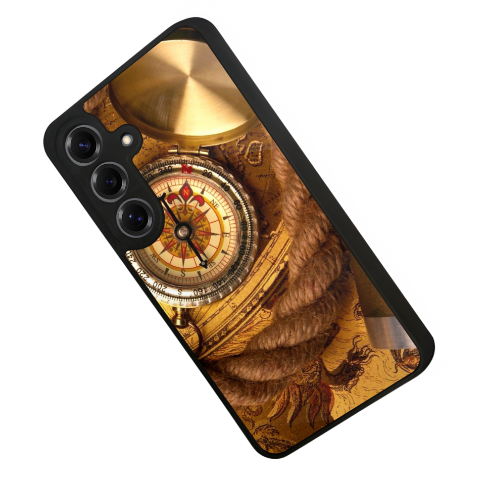 Samsung Galaxy S25 Uyumlu Pusula Tasarımlı Glossy Premium Kılıf
