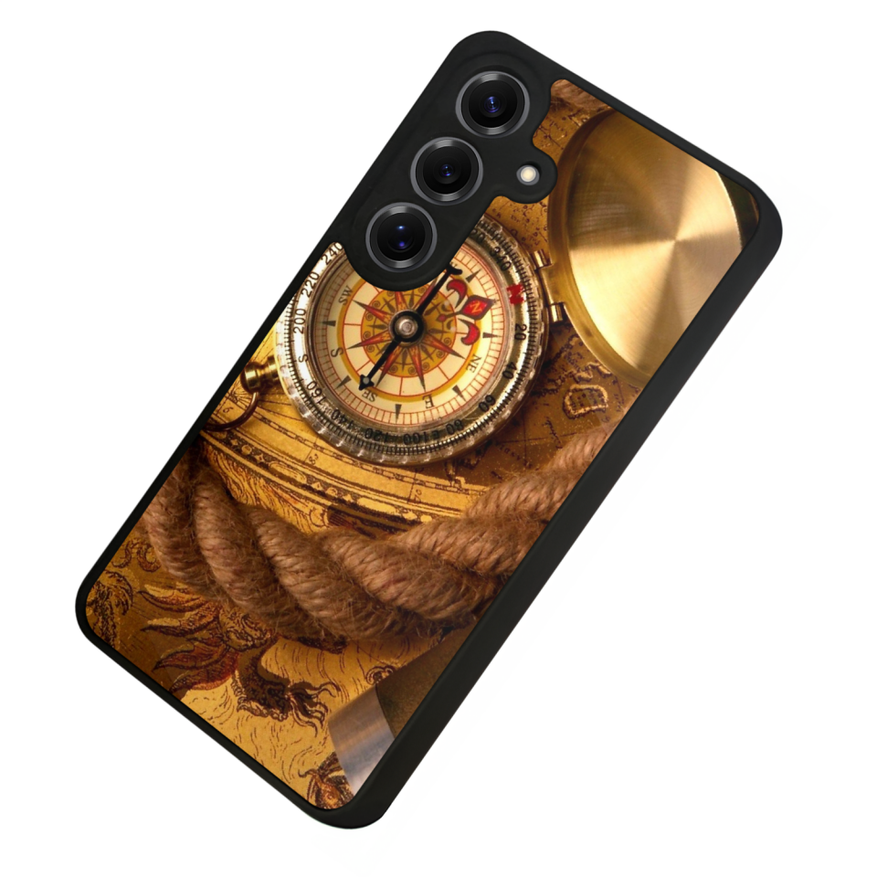 Samsung Galaxy S25 Uyumlu Pusula Tasarımlı Glossy Premium Kılıf