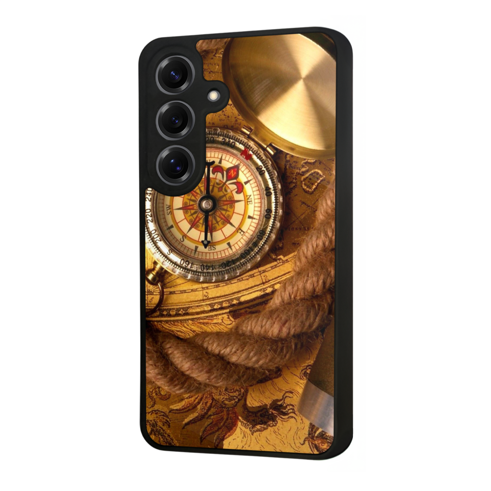 Samsung Galaxy S25 Uyumlu Pusula Tasarımlı Glossy Premium Kılıf
