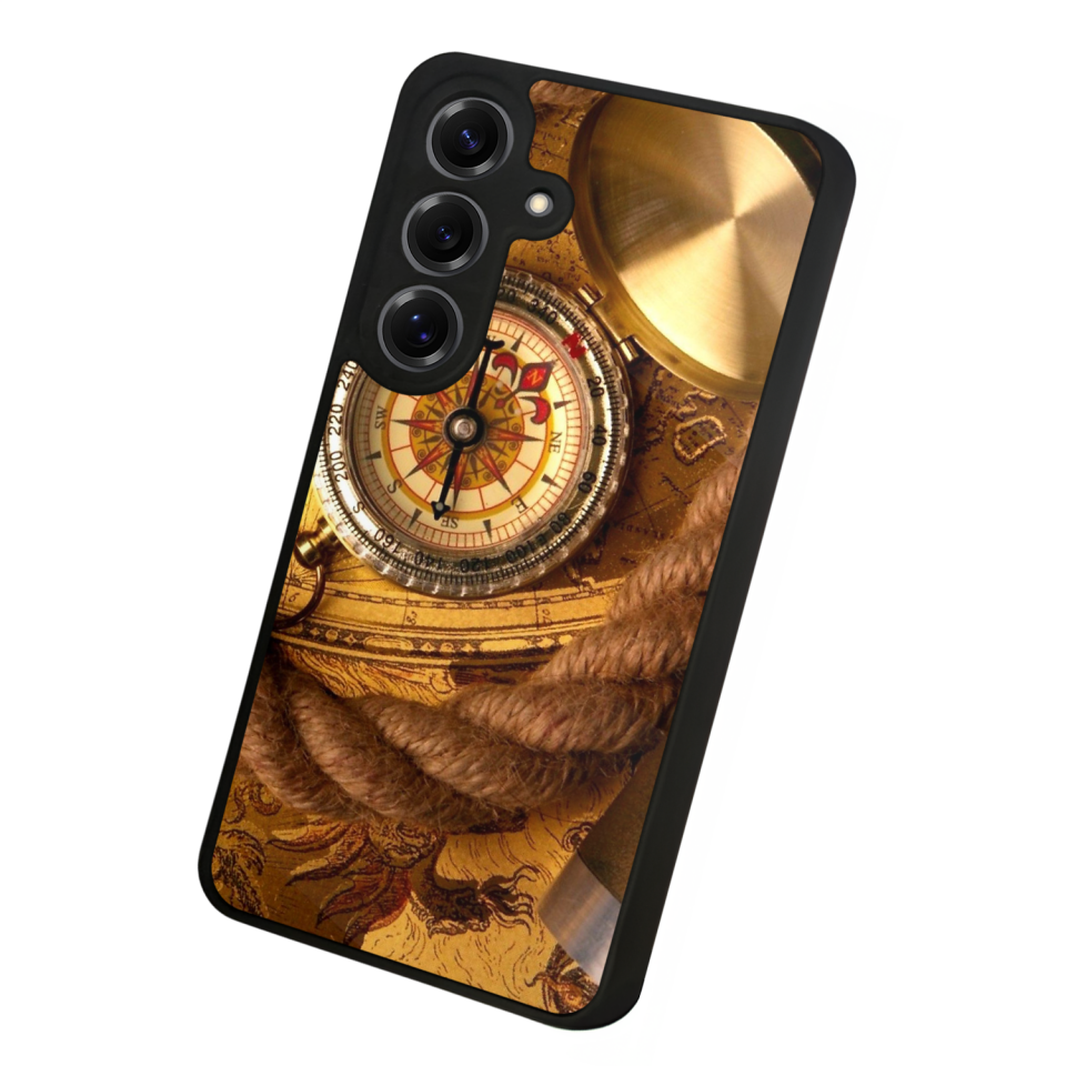 Samsung Galaxy S25 Uyumlu Pusula Tasarımlı Glossy Premium Kılıf
