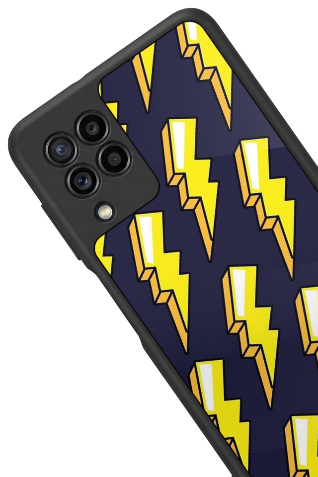 Samsung Galaxy M32 Uyumlu Simsek Tasarımlı Glossy Premium Kılıf