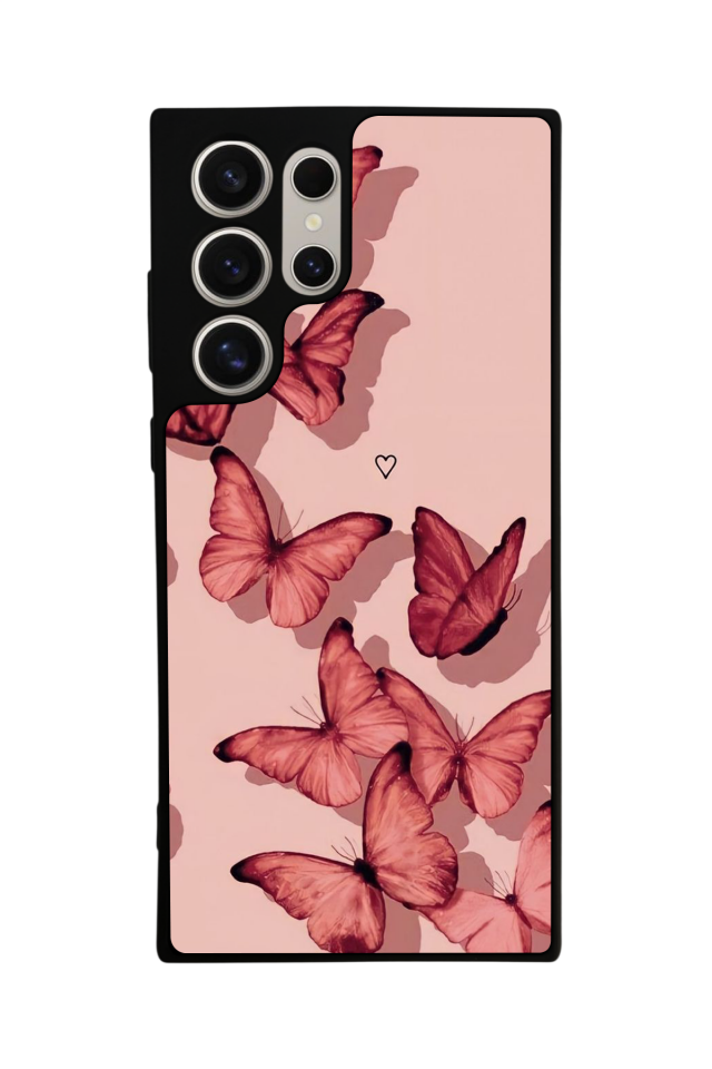 Samsung Galaxy S22 Ultra Uyumlu Kelebek Tasarımlı Glossy Premium Kılıf