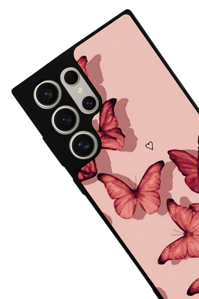 Samsung Galaxy S22 Ultra Uyumlu Kelebek Tasarımlı Glossy Premium Kılıf