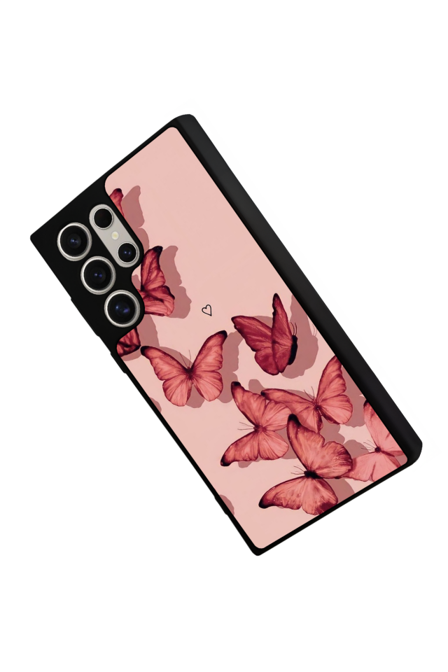 Samsung Galaxy S22 Ultra Uyumlu Kelebek Tasarımlı Glossy Premium Kılıf