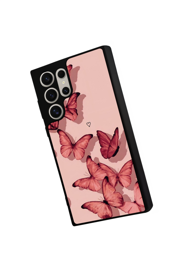 Samsung Galaxy S22 Ultra Uyumlu Kelebek Tasarımlı Glossy Premium Kılıf