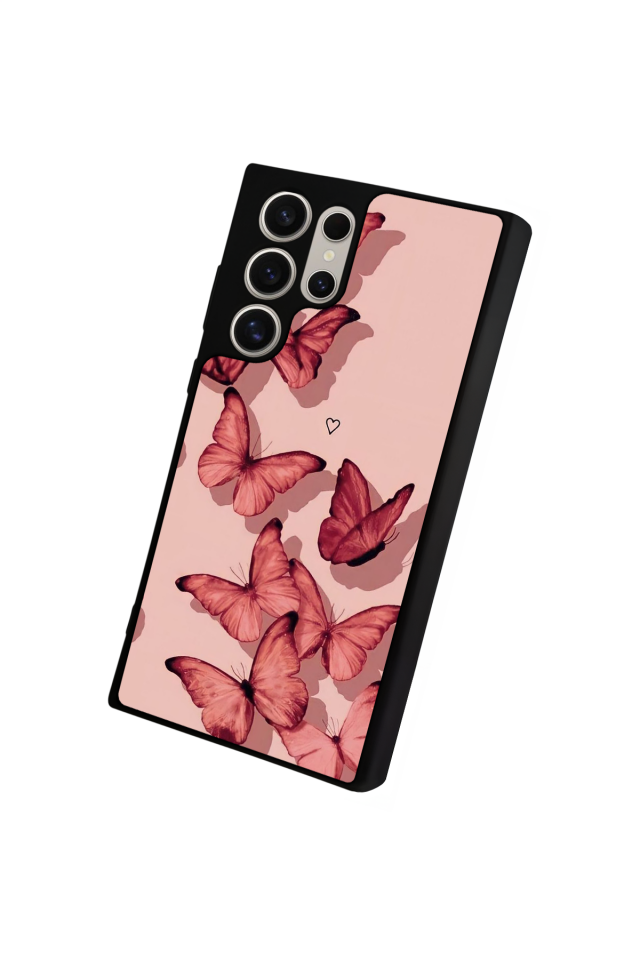 Samsung Galaxy S22 Ultra Uyumlu Kelebek Tasarımlı Glossy Premium Kılıf