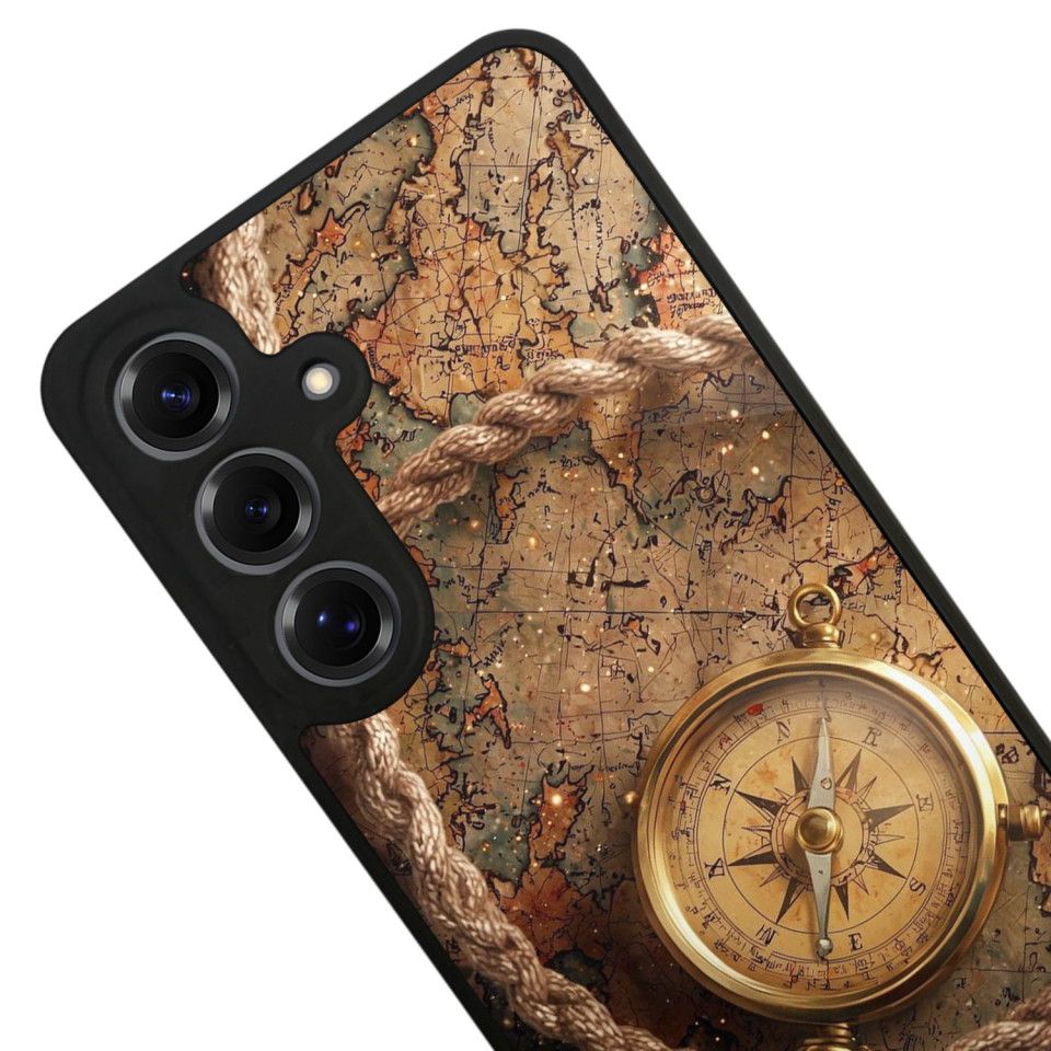 Samsung Galaxy S25 Uyumlu Pusula Tasarımlı Glossy Premium Kılıf