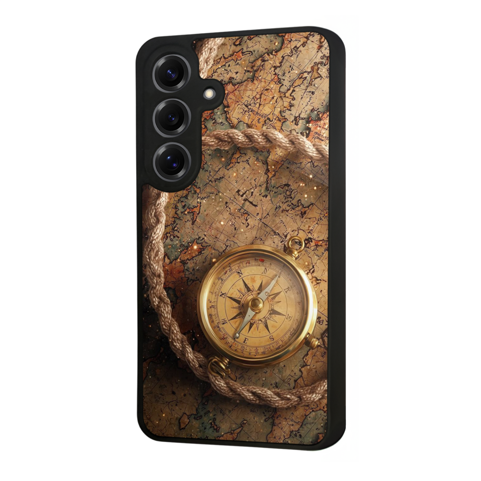 Samsung Galaxy S25 Uyumlu Pusula Tasarımlı Glossy Premium Kılıf