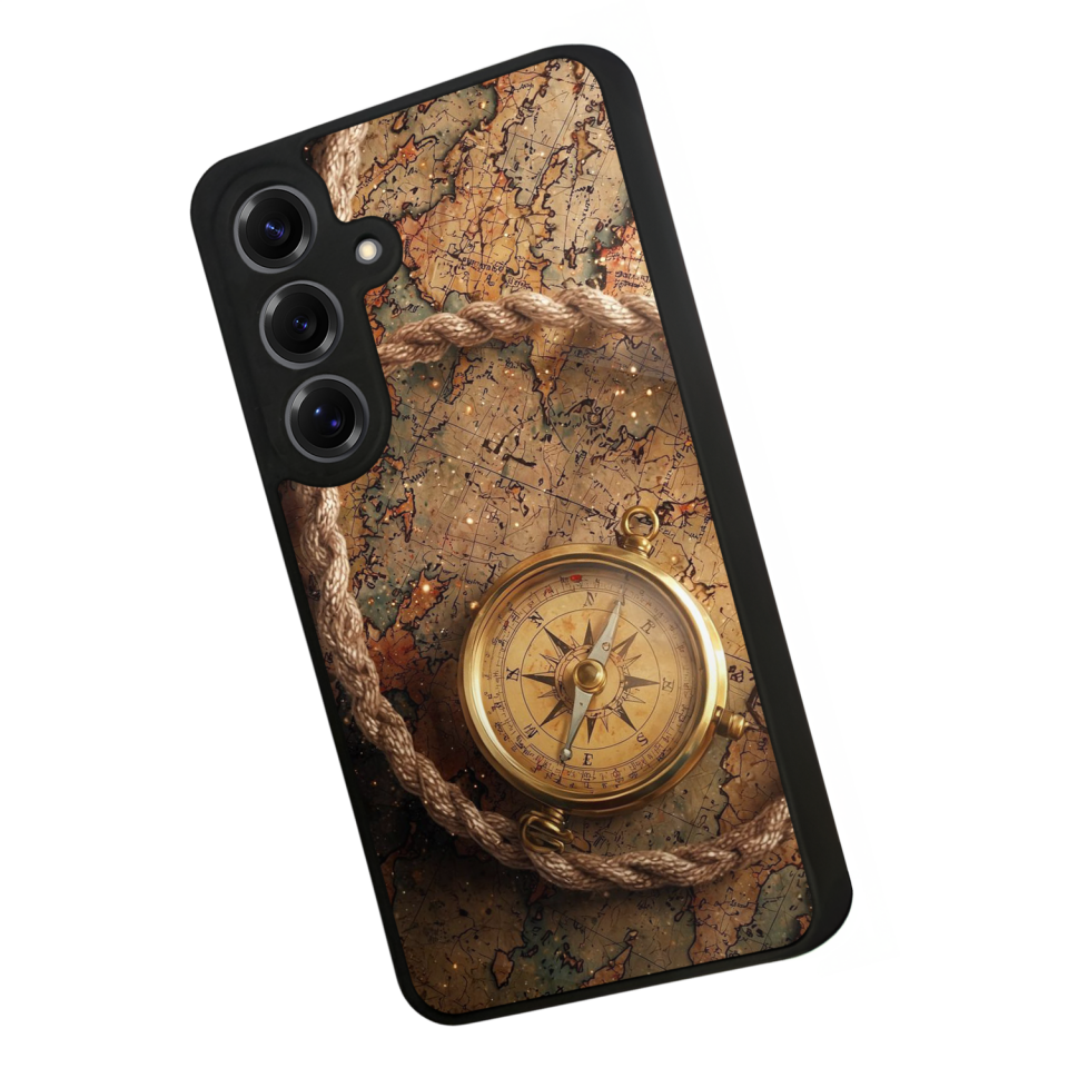 Samsung Galaxy S25 Uyumlu Pusula Tasarımlı Glossy Premium Kılıf