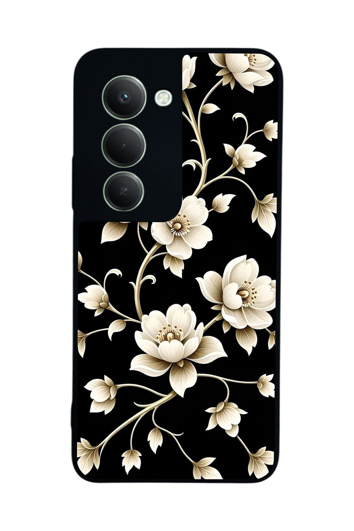 Xiaomi Redmi 15 5G Uyumlu Yaldizli Cicek Tasarımlı Glossy Premium Kılıf