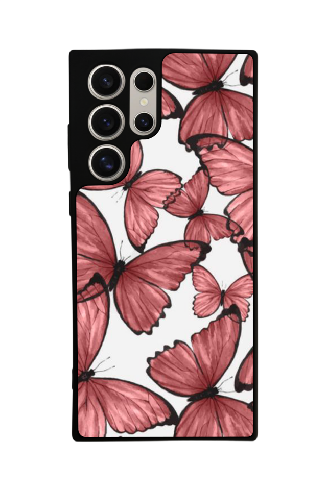 Samsung Galaxy S22 Ultra Uyumlu Kelebek Tasarımlı Glossy Premium Kılıf