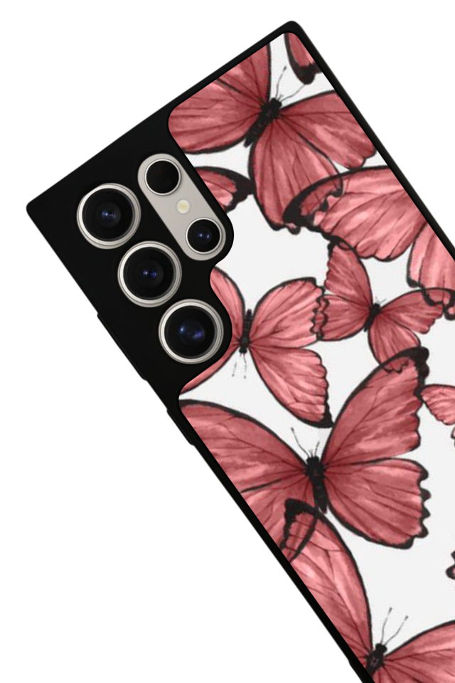 Samsung Galaxy S22 Ultra Uyumlu Kelebek Tasarımlı Glossy Premium Kılıf