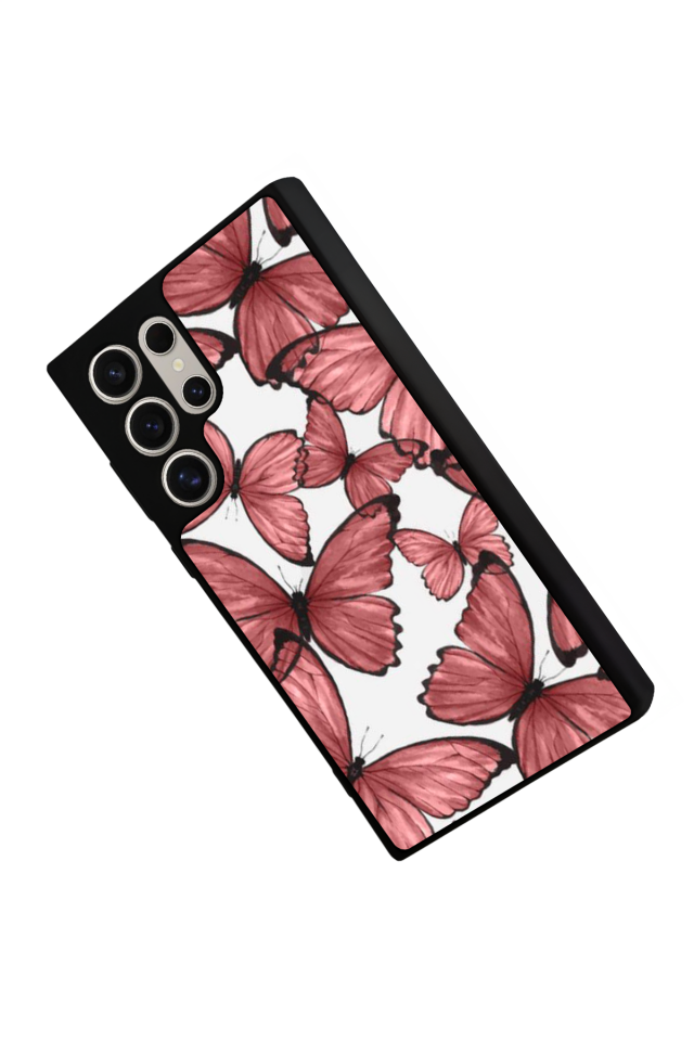 Samsung Galaxy S22 Ultra Uyumlu Kelebek Tasarımlı Glossy Premium Kılıf